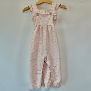 VTG Carter’s 18 Months Floral Light Corduroy Frilly‎ Overalls Made In USA